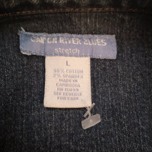 Canyon River Blues Stretch Ladies Medium Wash Size Large Jean Jacket - Picture 3 of 11